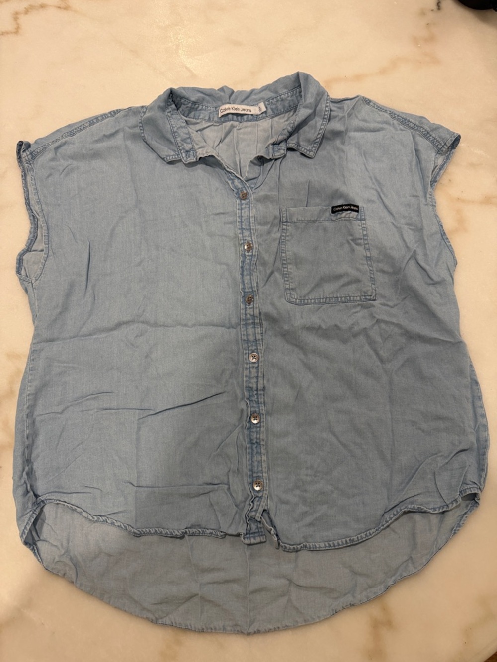Calvin Klein Jeans Light Blue Sleeveless Denim Shirt